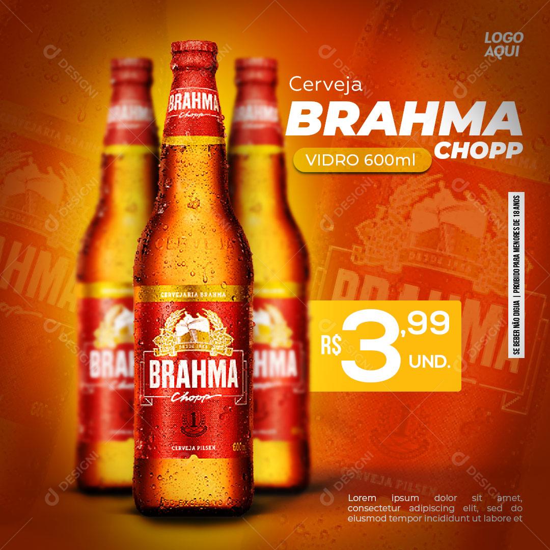 Post Feed Distribuidora Bebida Cerveja Brahma Chopp Social Media PSD Editável