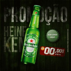 Post Feed Distribuidora Promoção Cerveja Heineken Social Media PSD Editável