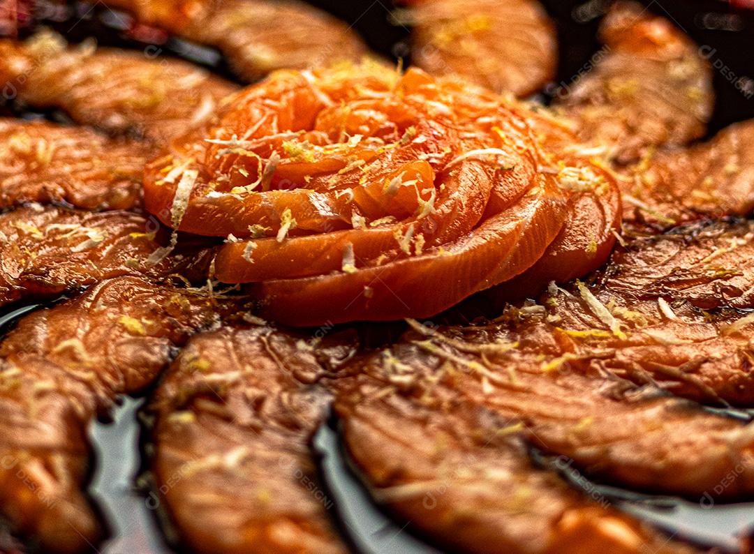 Japanese Food Salmon Carpaccio and Oyster Sauce