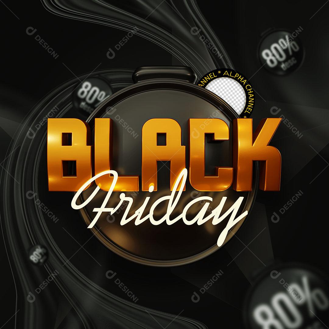 Black Friday Selo 3D Para Composição PSD Editável