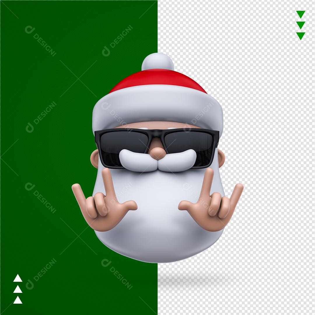Papai Noel de Óculos e Gorro Elemento 3D Natalino PNG Transparente