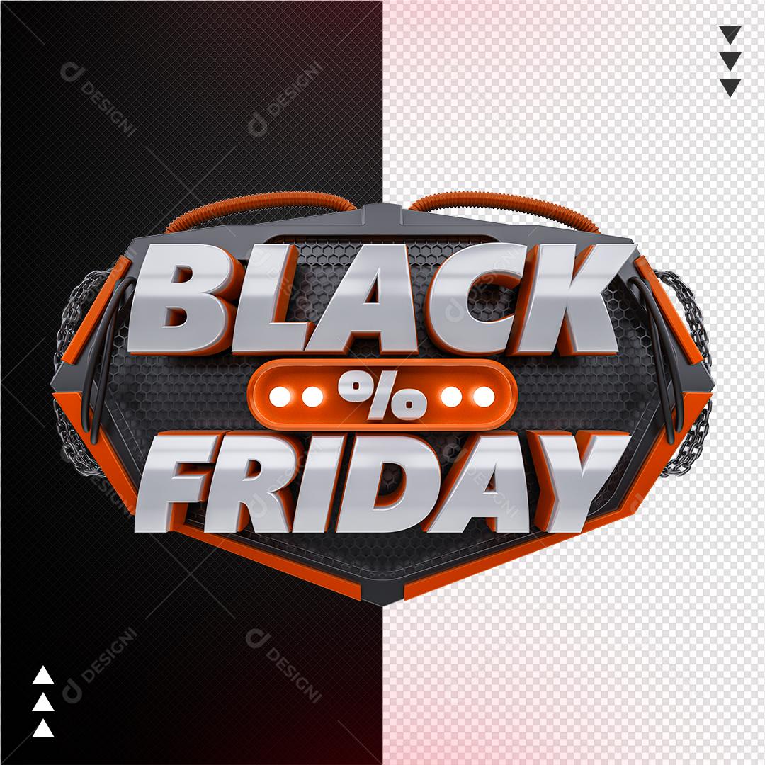 Black Friday Selo 3D Para Composição PNG Transparente Sem Fundo