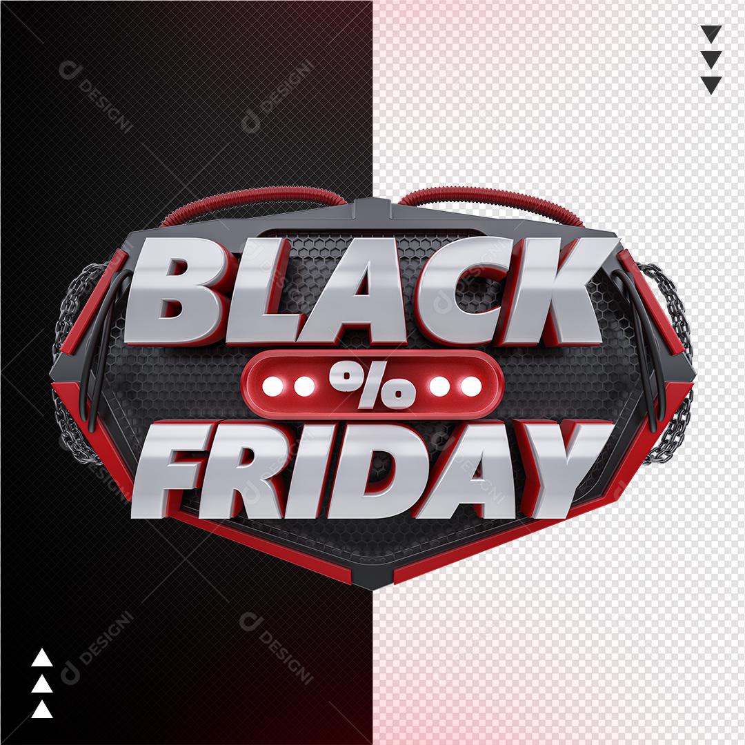 Black Friday Selo 3D Vermelho Para Composição PNG Transparente Sem Fundo