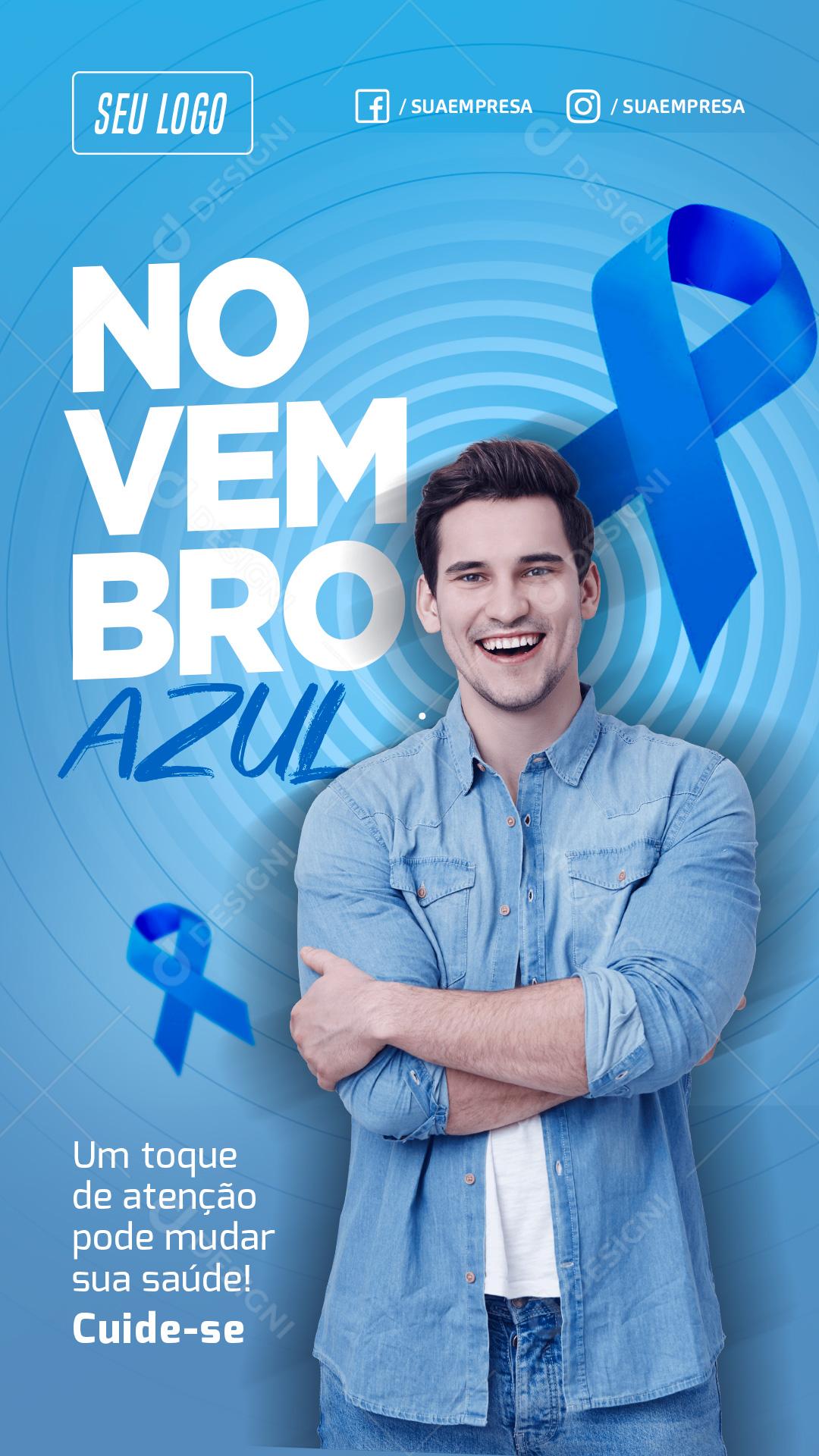 Novembro Azul Um Toque De Atenção Pode Mudar Sua Saúde Cuide-se Social Media PSD Editável