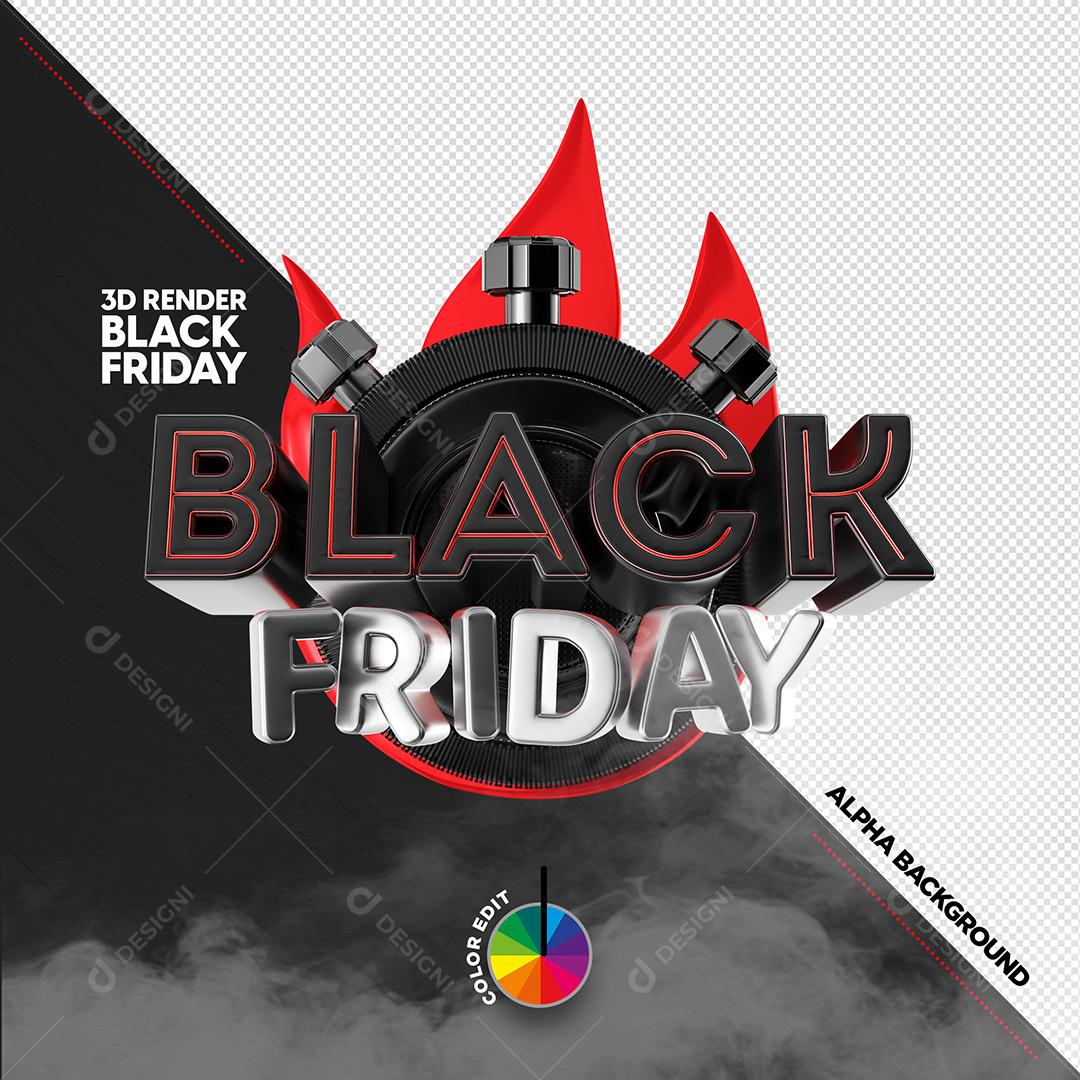 Selo 3D para Composição Black Friday PSD Cores Editáveis