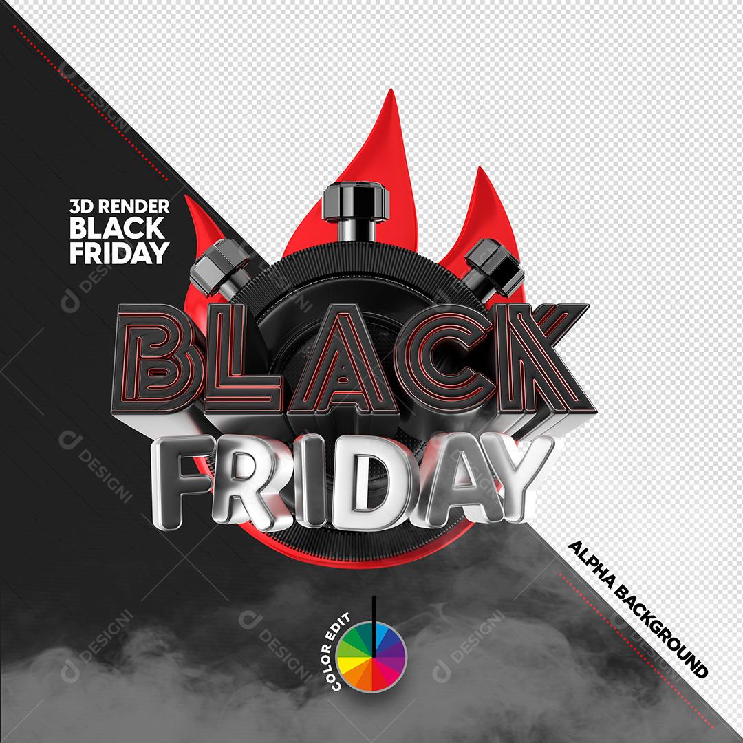 Selo 3D para Composição Black Friday PSD Cores Editáveis