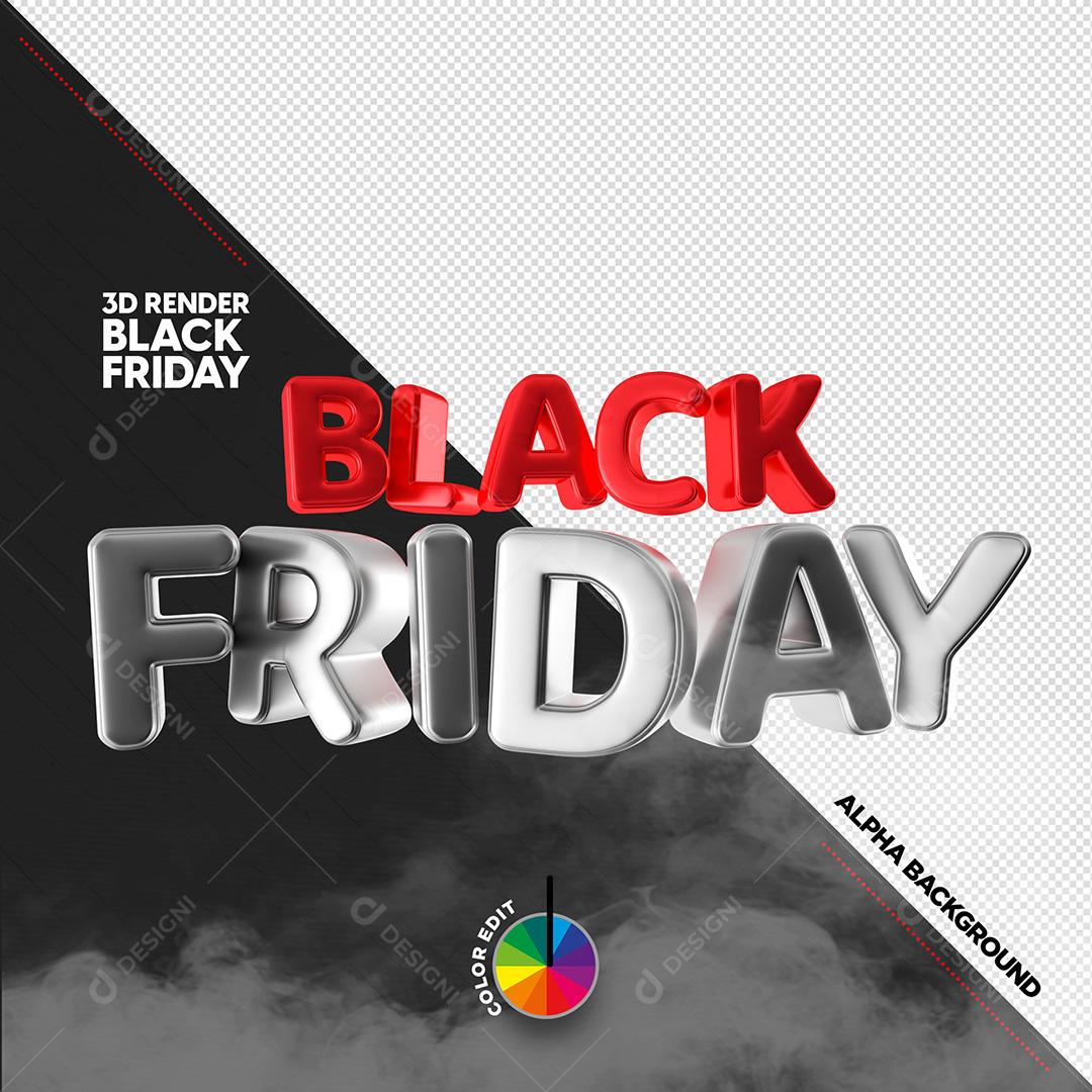 Texto 3D para Composição Black Friday PSD Cores Editáveis