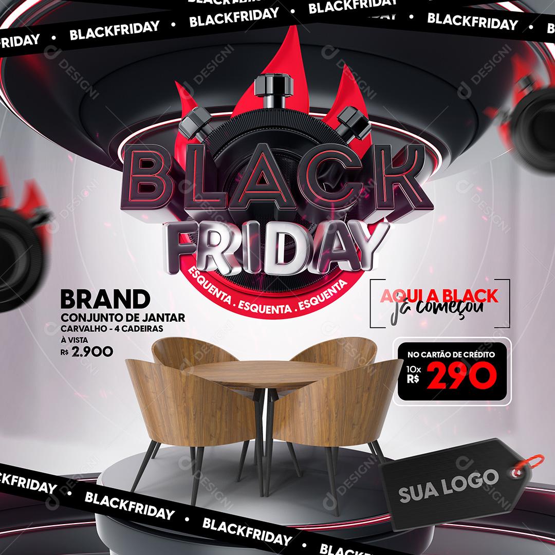 Black Friday Conjunto de Jantar Móveis Social Media PSD Editável