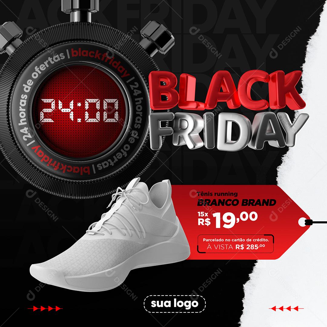 Black Friday Tênis Branco Lojas de Sapatos Social Media PSD Editável