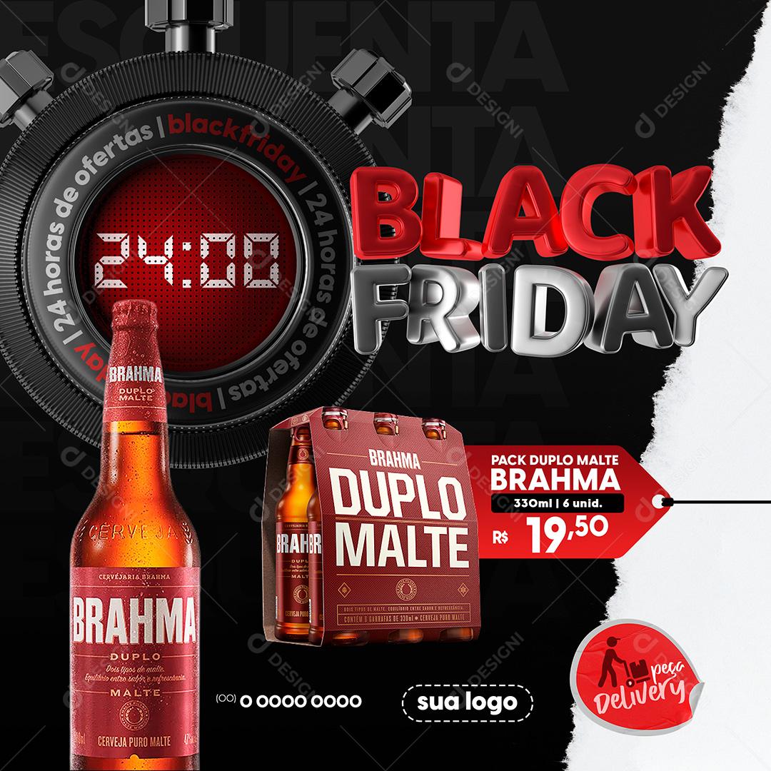 Black Friday Pack de Cerveja Brahma Duplo Malte Social Media PSD Editável
