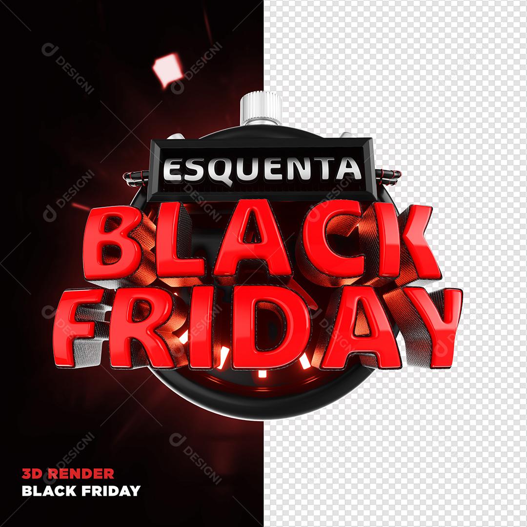 Selo 3D para Composição Esquenta Black Friday PNG Transparente Sem Fundo
