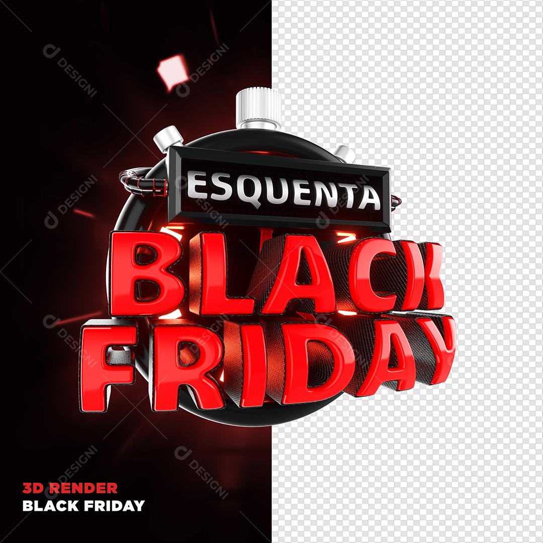 Selo 3D para Composição Esquenta Black Friday PNG Transparente Sem Fundo