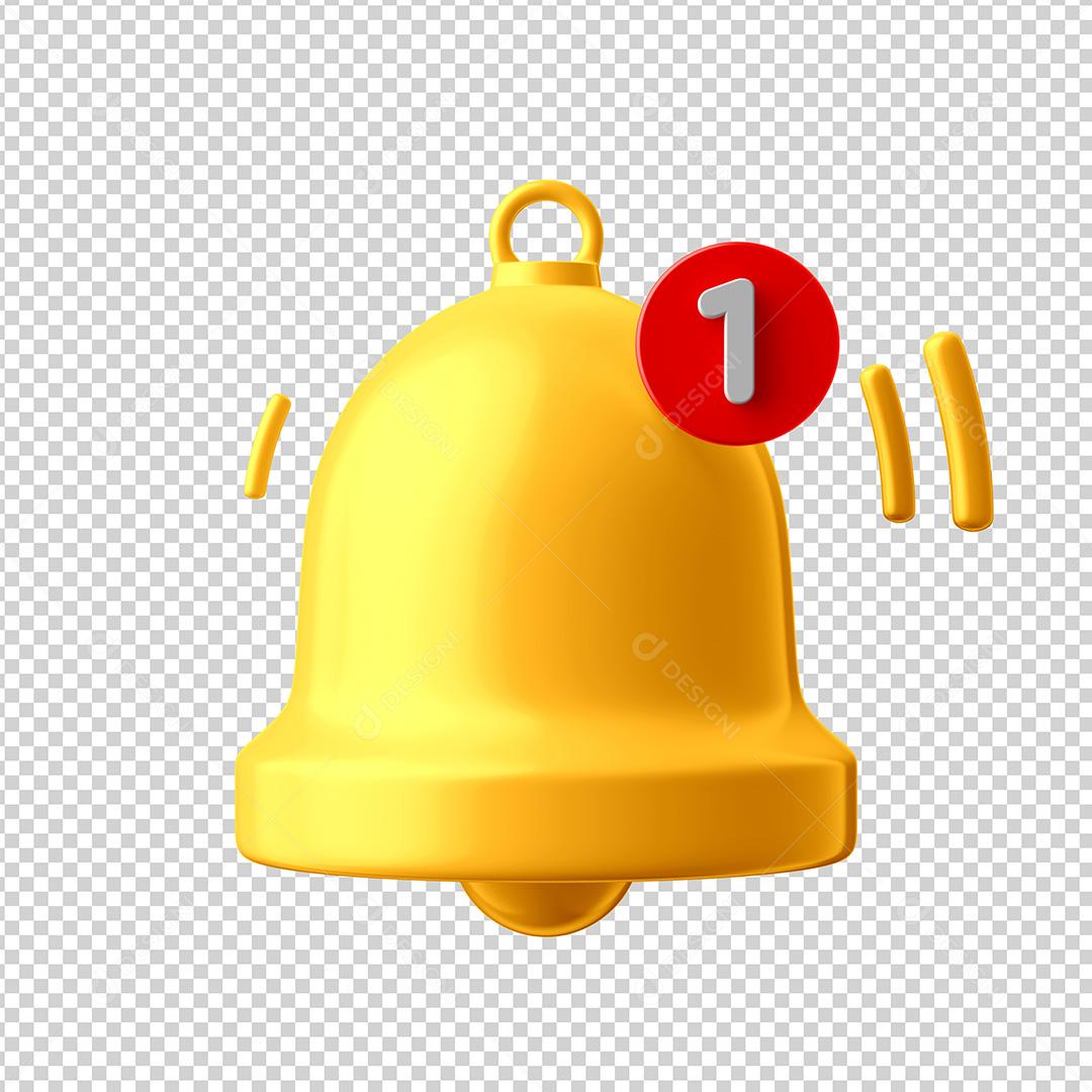 Elemento 3D Para Composição Sino de Notificações PNG Transparente Sem Fundo