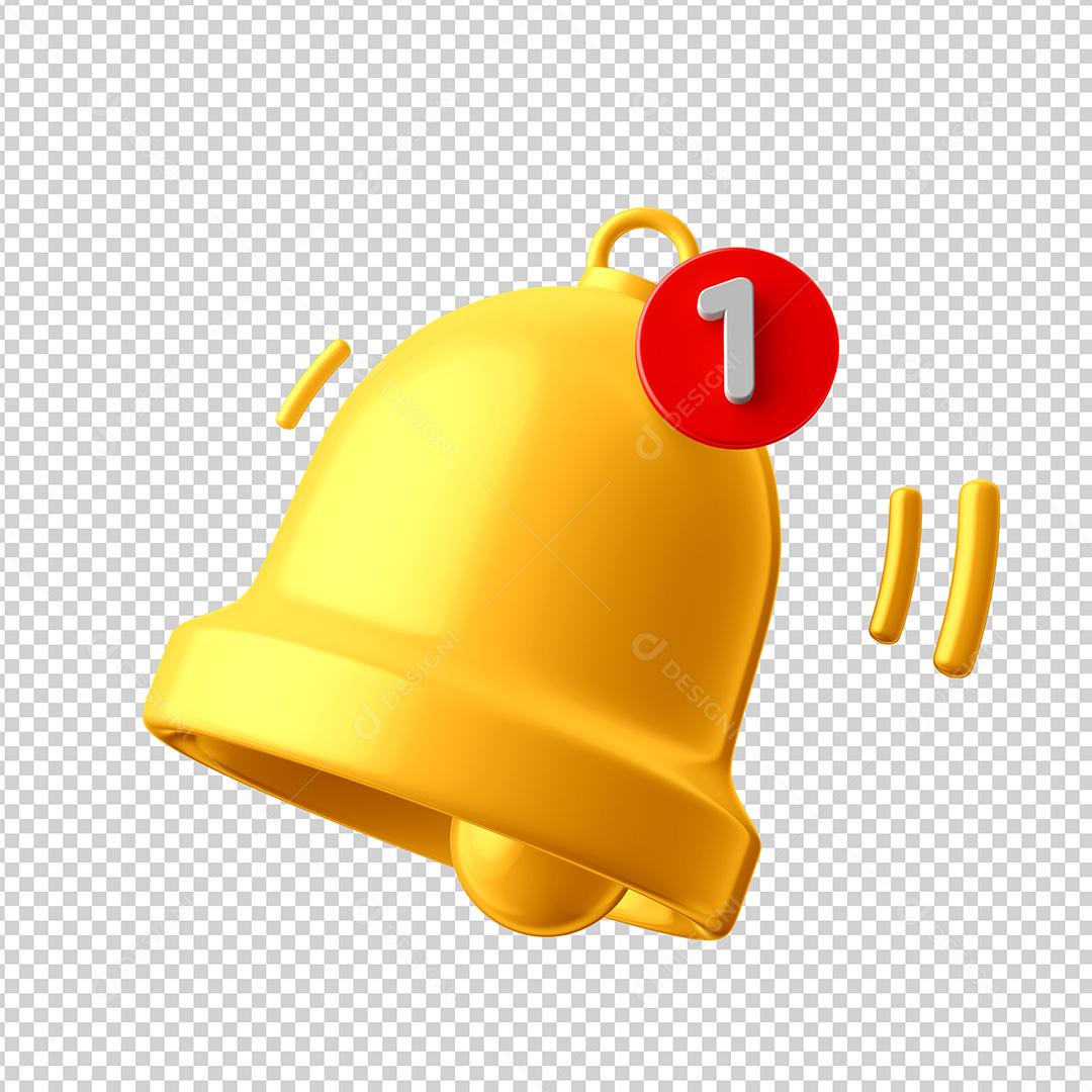 Elemento 3D Para Composição Sino de Notificações PNG Transparente Sem Fundo
