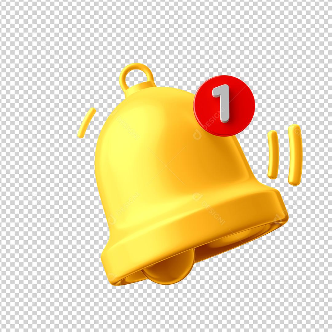 Elemento 3D Para Composição Sino de Notificações PNG Transparente Sem Fundo
