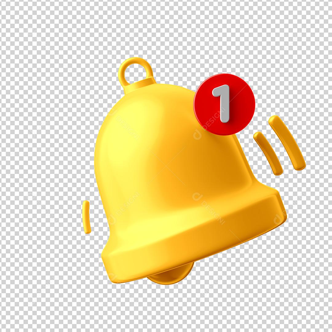 Elemento 3D Para Composição Sino de Notificações PNG Transparente Sem Fundo