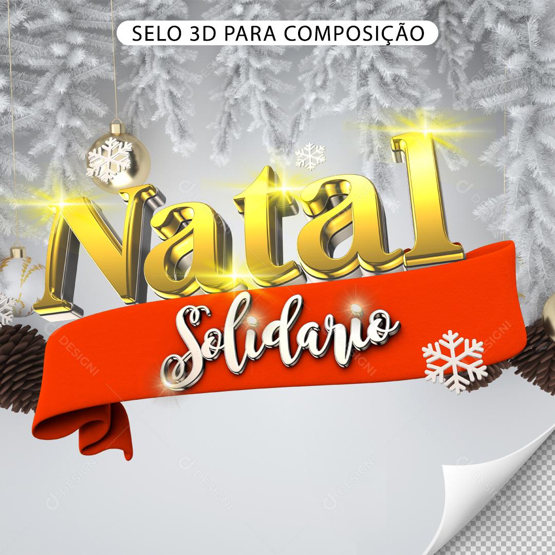 Selo 3D Para Composição Natal Solidário PNG Transparente Sem Fundo