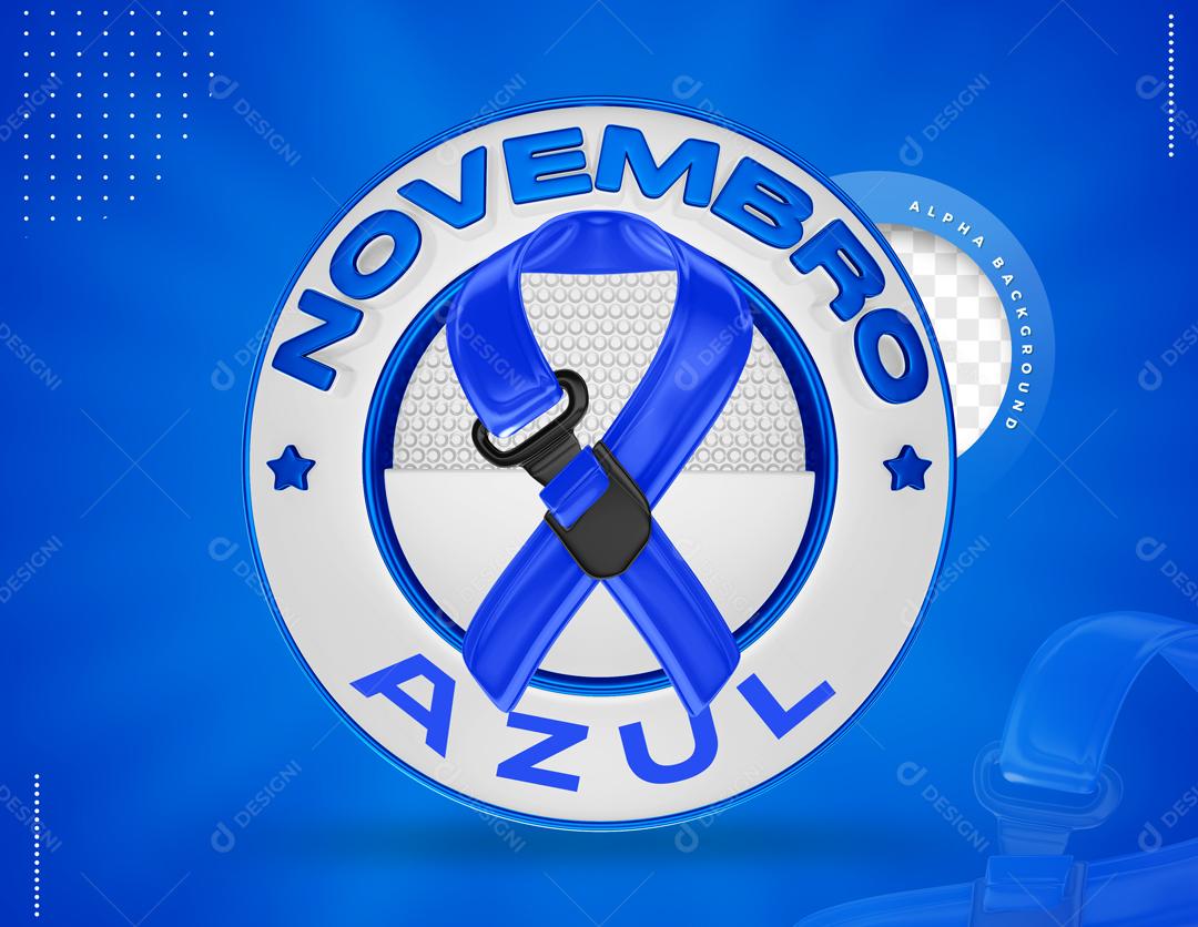 Novembro Azul Selo 3D Para Composição PSD Editável