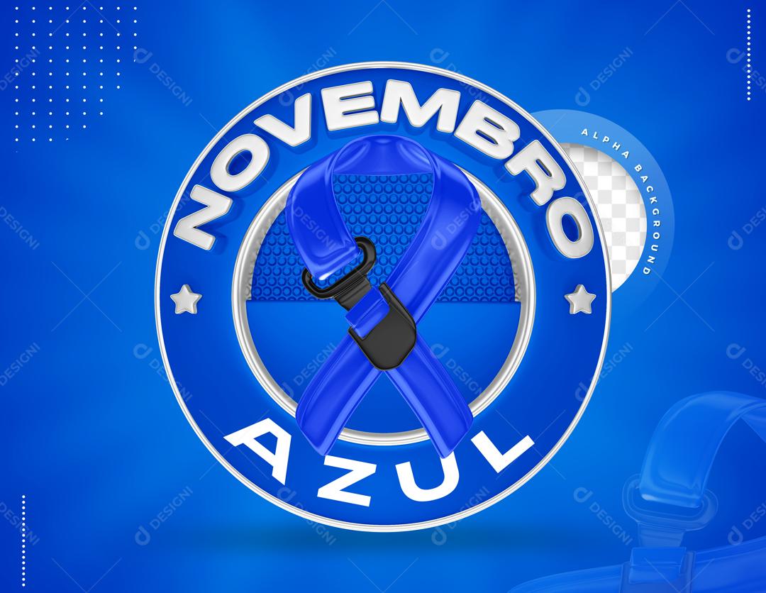 Novembro Azul Selo 3D Para Composição PSD Editável