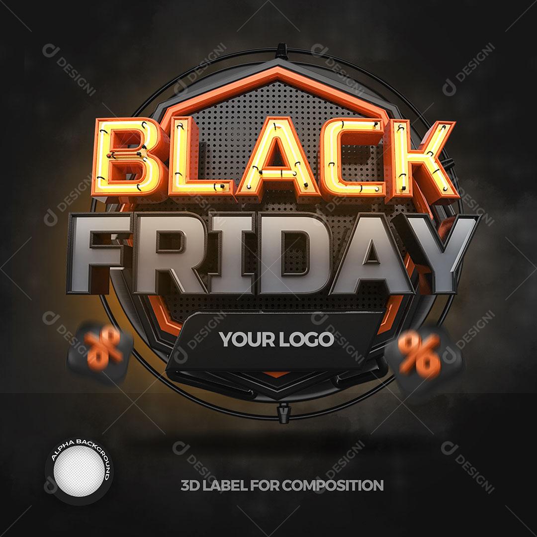 Black Friday Selo 3D Para Composição PSD Editável