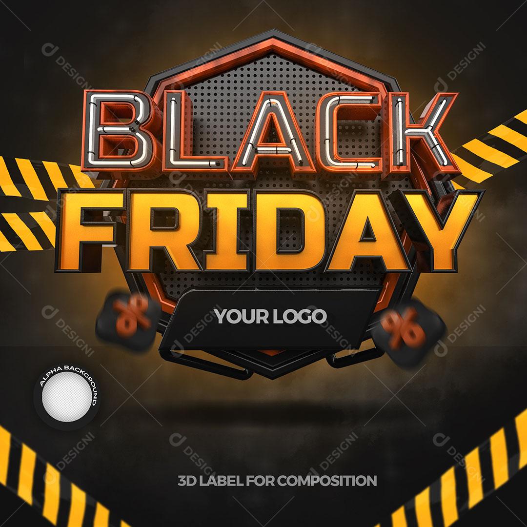 Black Friday Selo 3D Para Composição PSD Editável