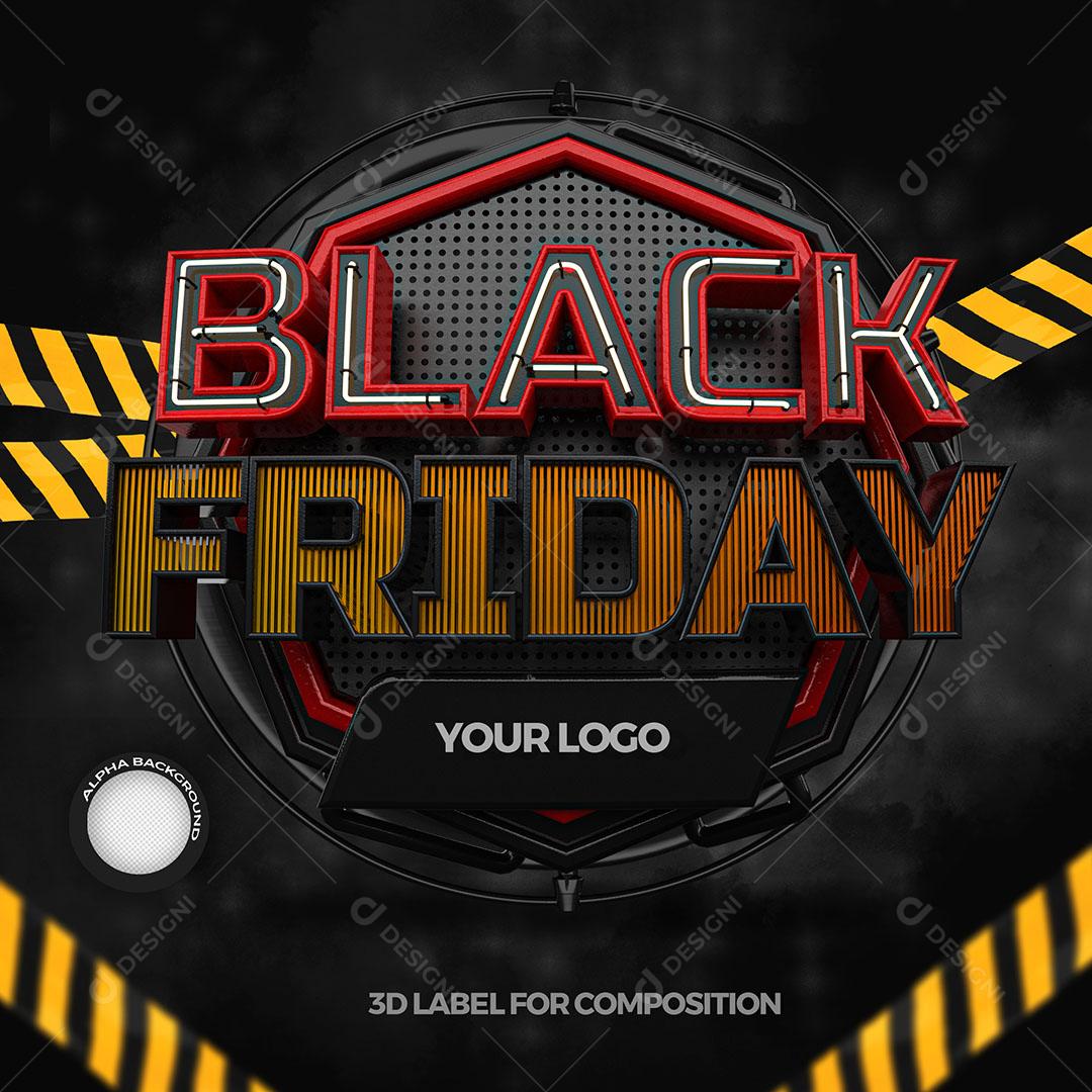Black Friday 3D Stamp For Composition PSD