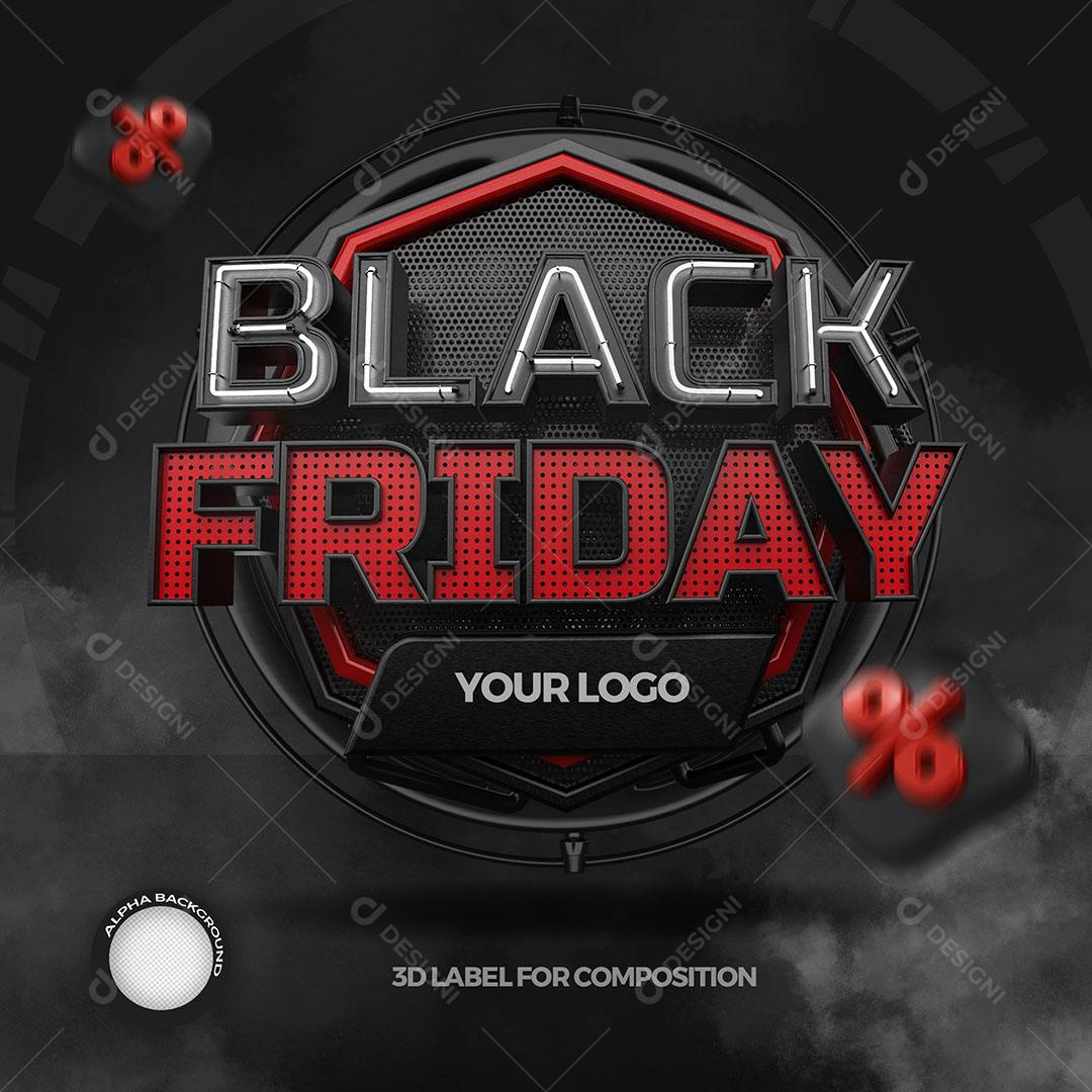 Black Friday Selo 3D Para Composição PSD