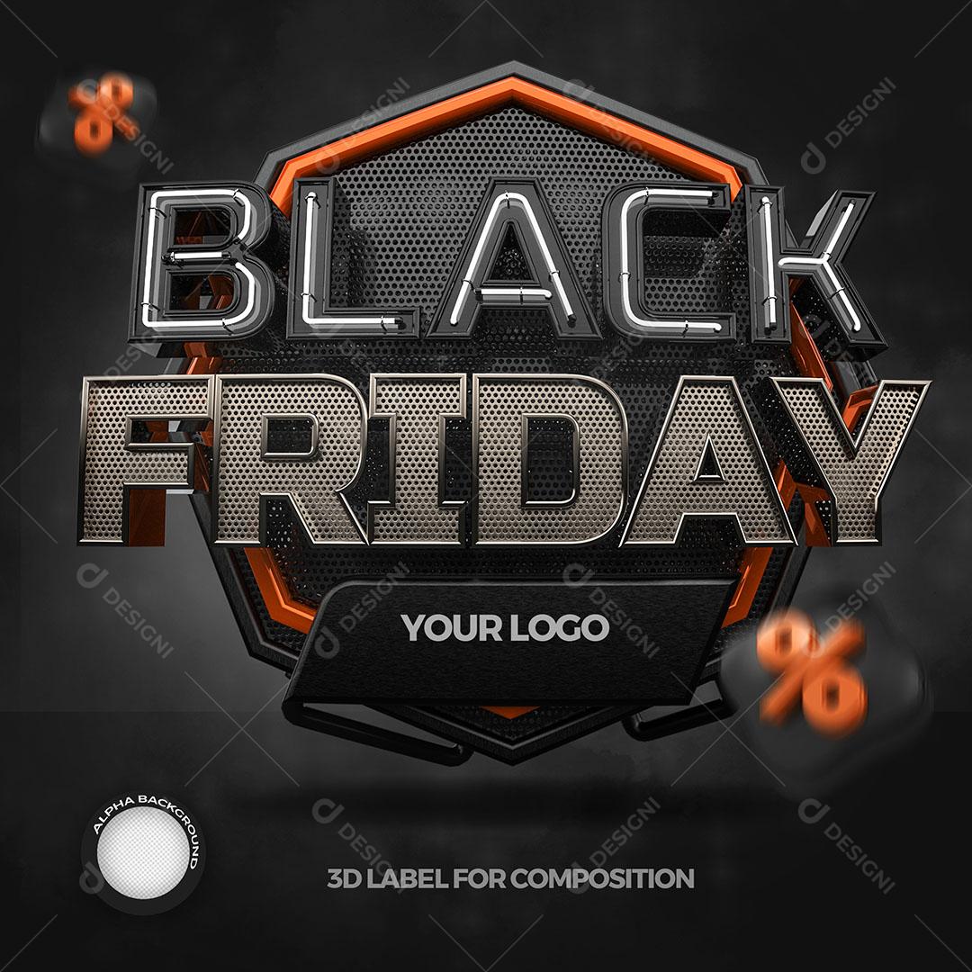 Black Friday Selo 3D Elemento Para Composição PSD Editável