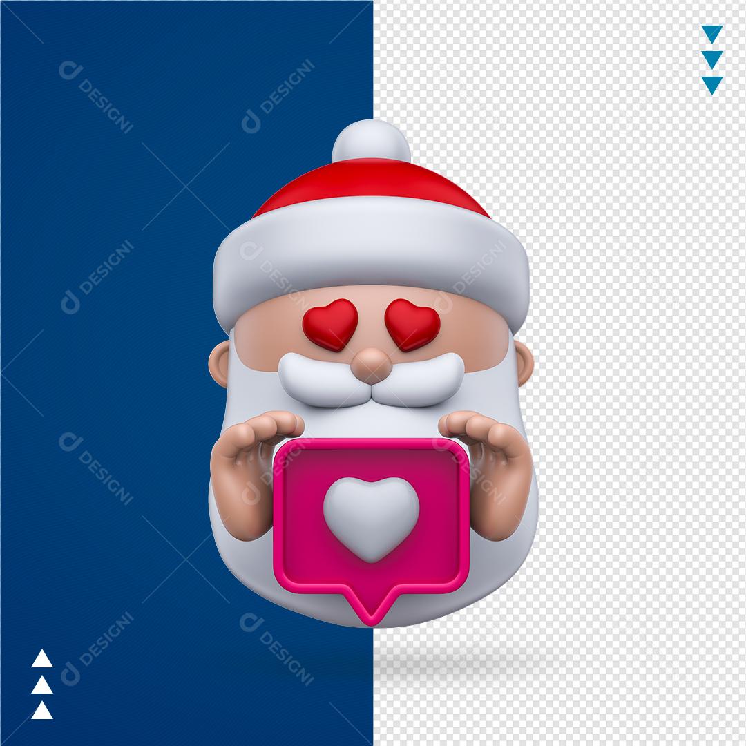 Elemento 3D PNG Para Composição Papai Noel Com Coração Na Mão