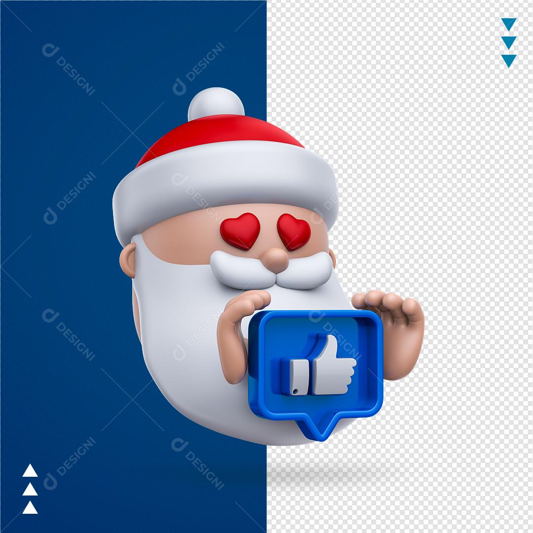 Elemento 3D PNG Para Composição Papai Noel Com Coração na Mão