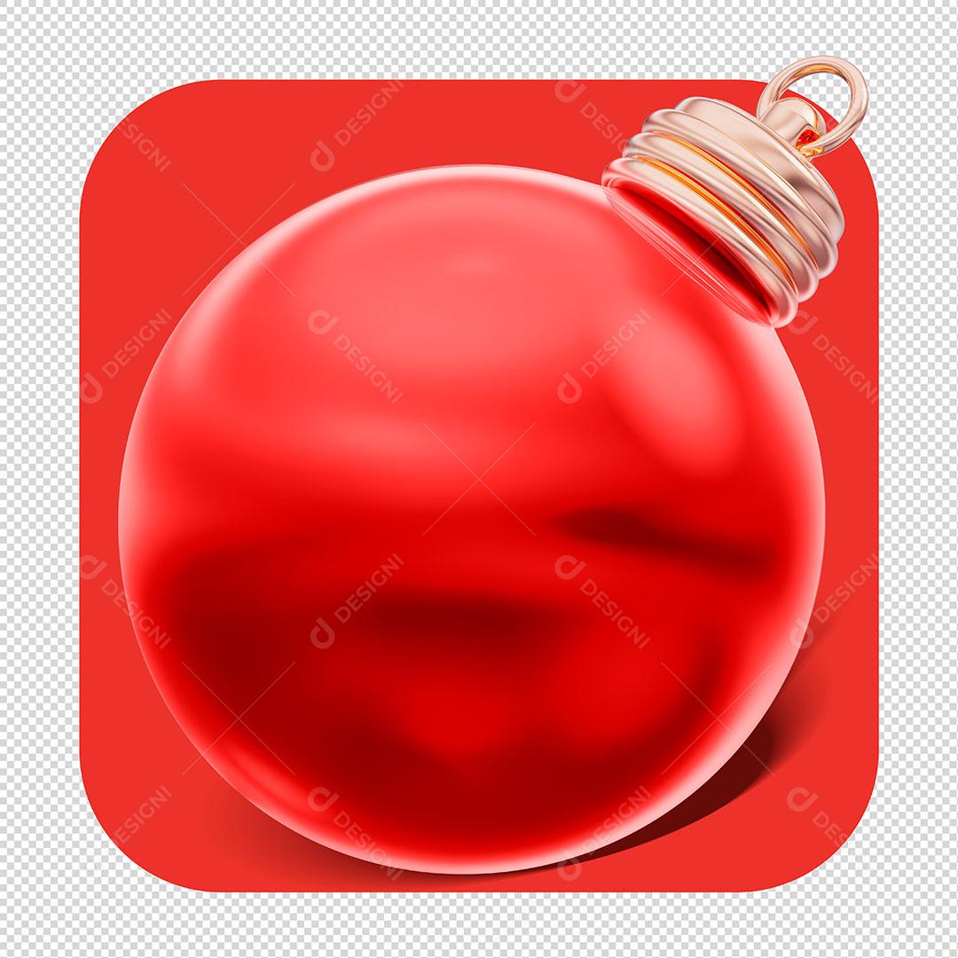 Bola Vermelha Elemento Natalino 3D Cores Editáveis Para Composição PSD