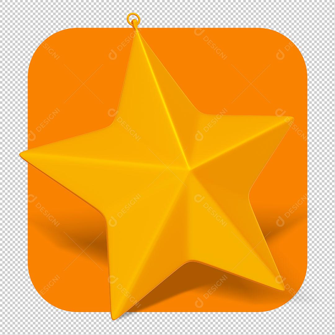 Estrela Elemento Natalino 3D Para Composição PSD