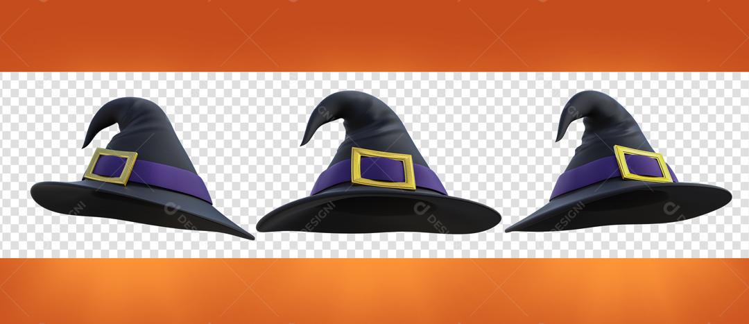 Chapéu de Bruxa Elementos 3D de Halloween Para Composiçao PSD