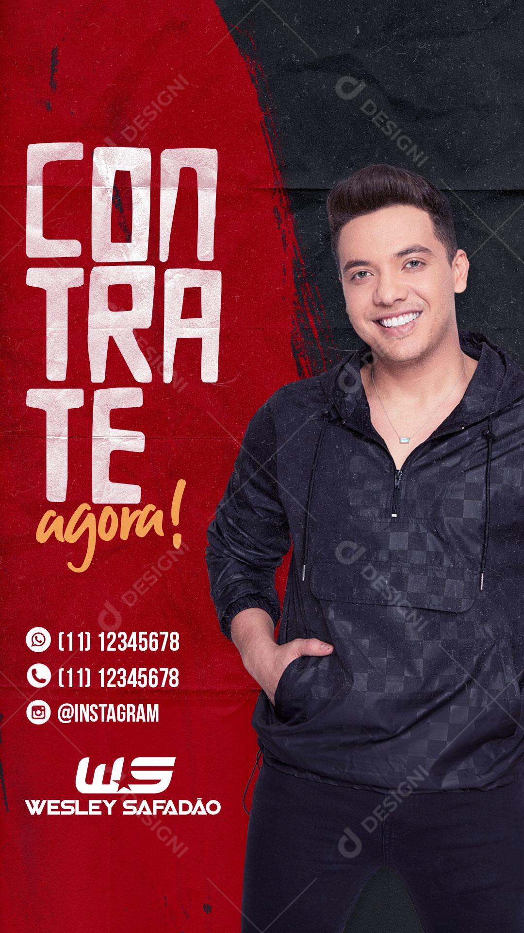 Flyer Story Show Evento Contrate Agora Artista Cantor Wesley Safadão Social Media PSD