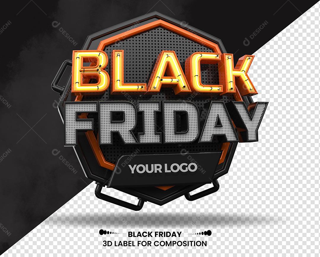 Selo 3D para Composição Black Friday PSD Texto Editável