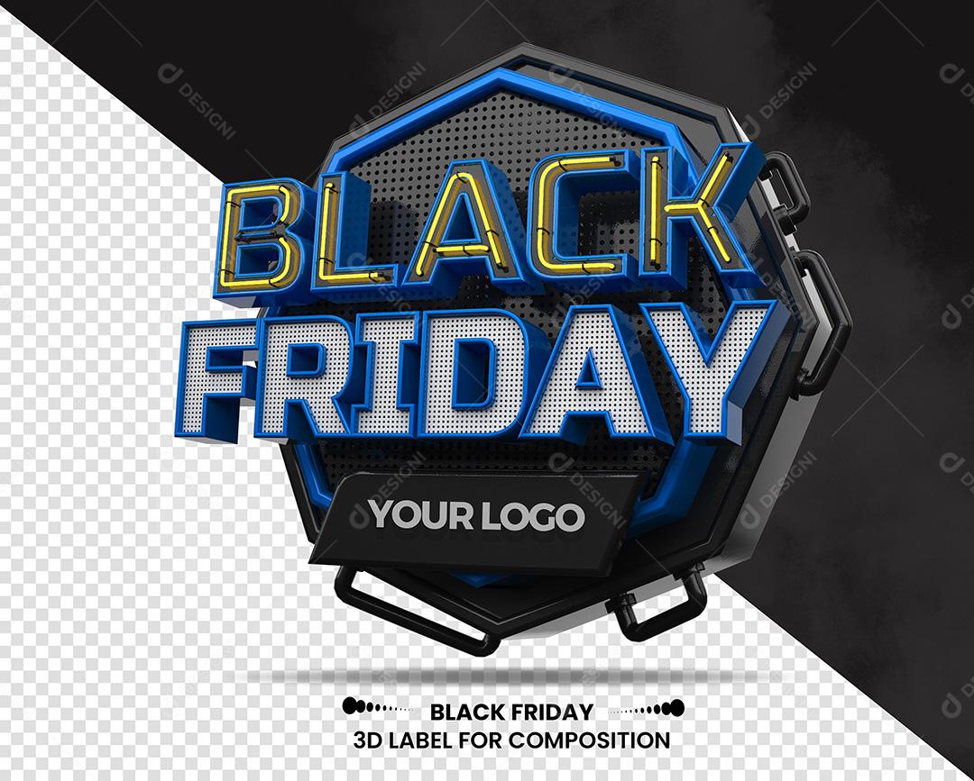 Selo 3D para Composição Black Friday PSD Texto Editável