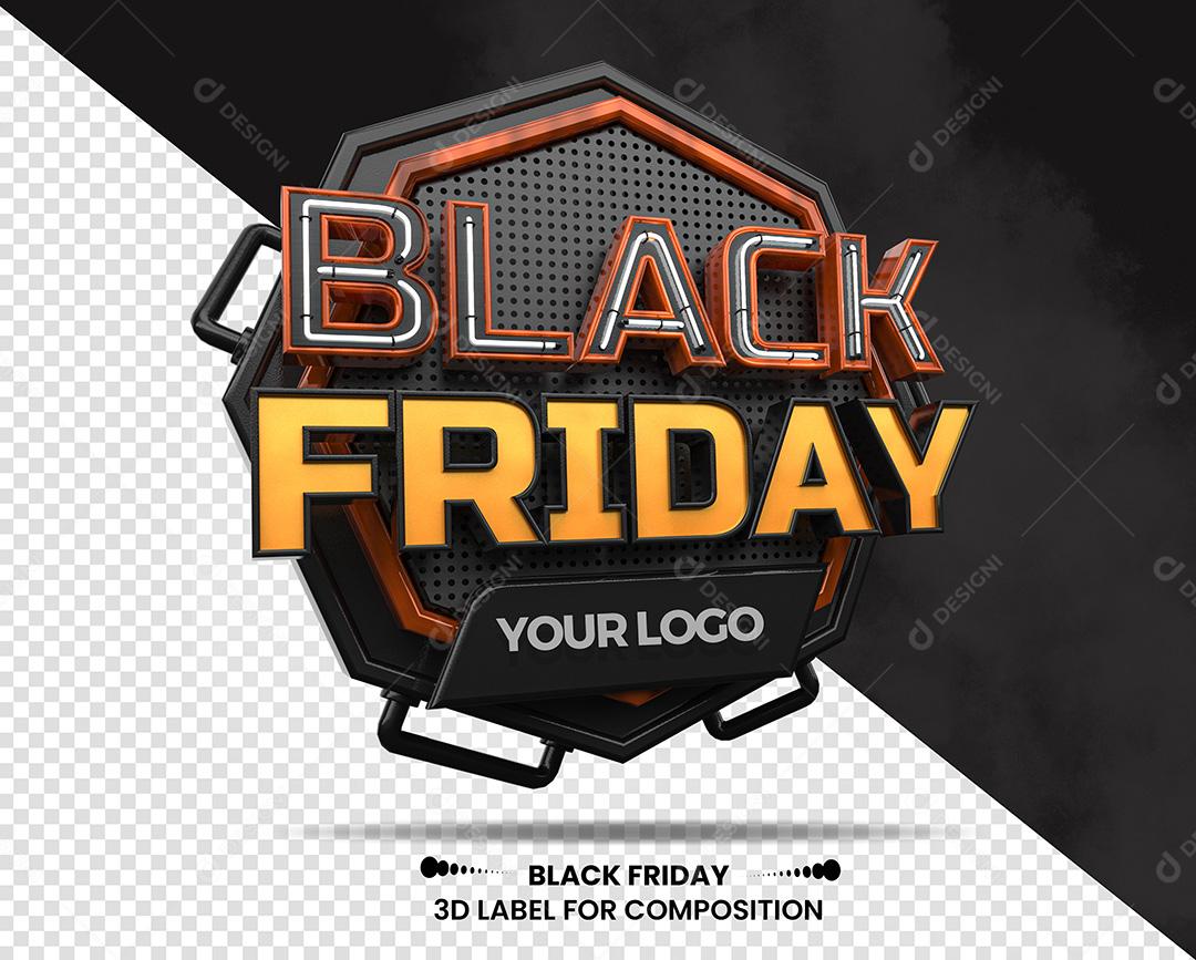 Selo 3D para Composição Black Friday PSD Texto Editável