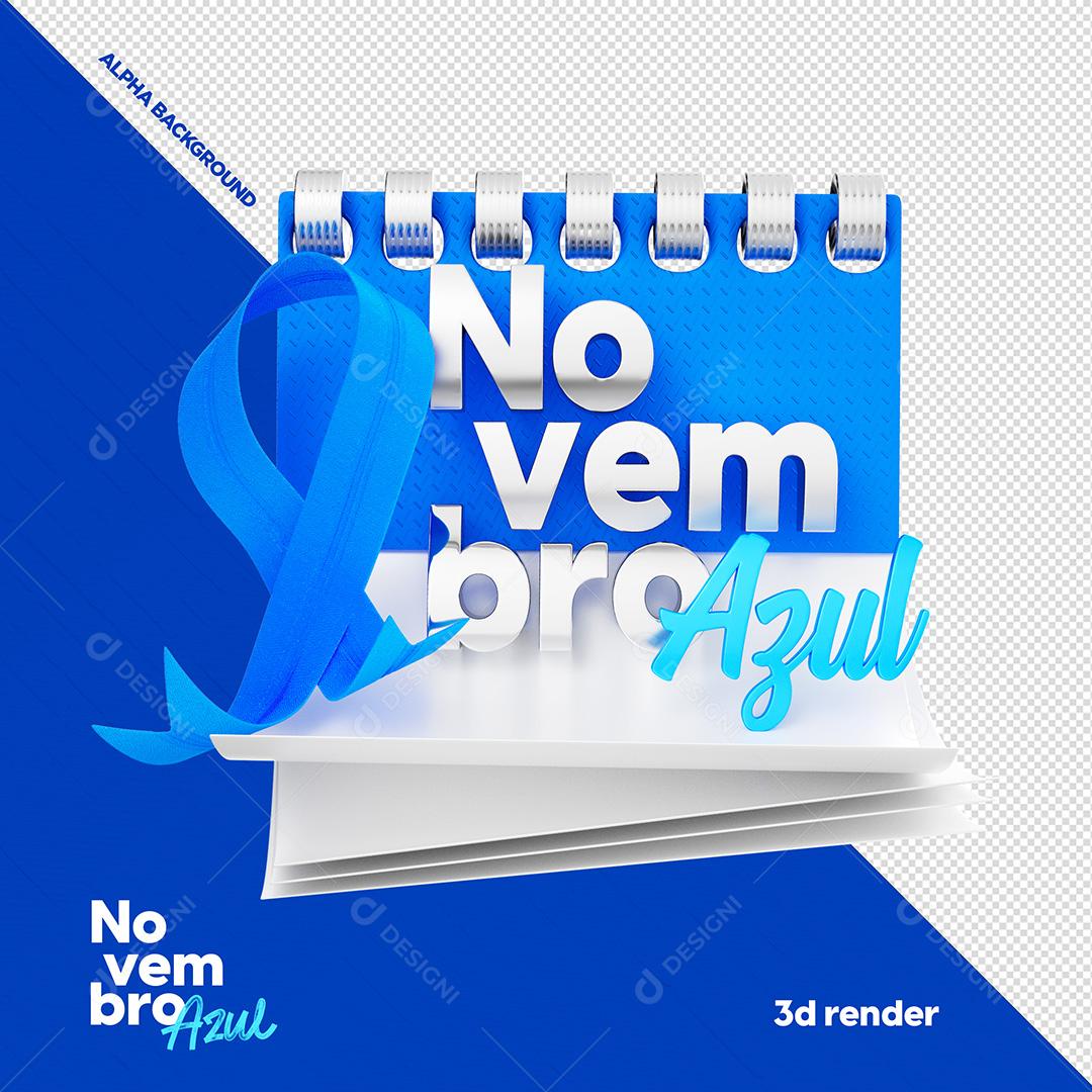 Selo 3D Para Composição Novembro Azul Social Media PSD Editável