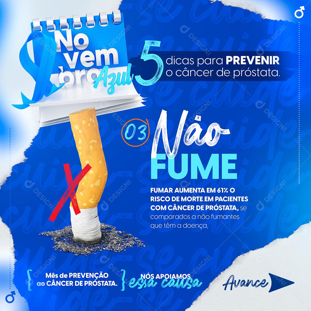 Novembro Azul Não Fume Câncer de Próstata Social Media PSD Editável