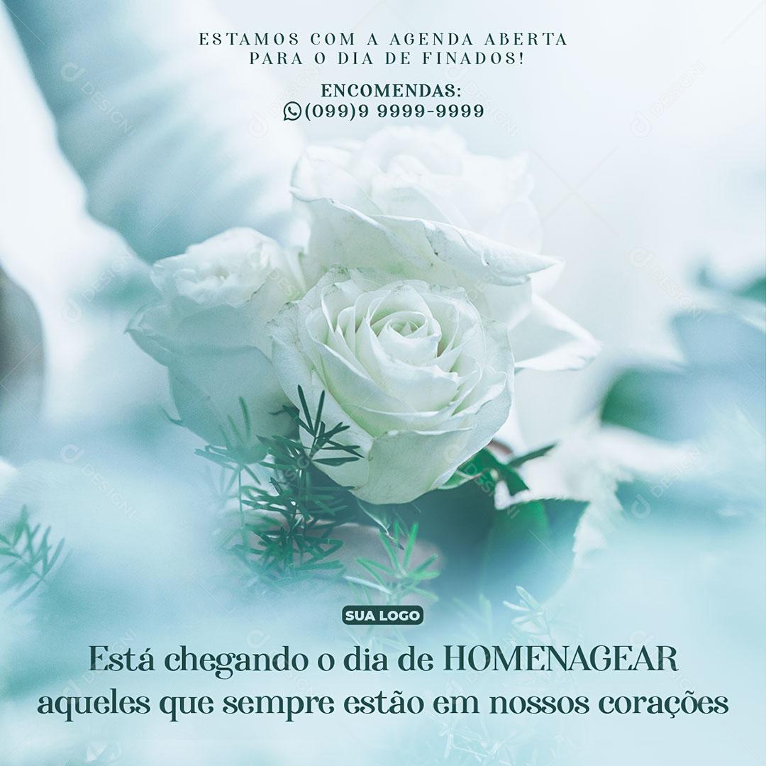 Post Feed Estamos Com Agenda Aberta Dia de Finados Social Media PSD Editável