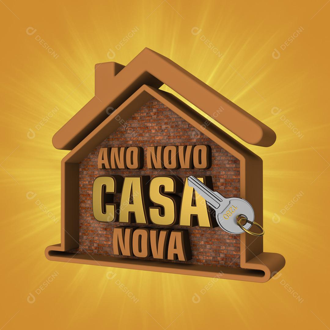 Selo 3D Para Composição Casa Ano Novo Casa Nova Social Media PSD Editável