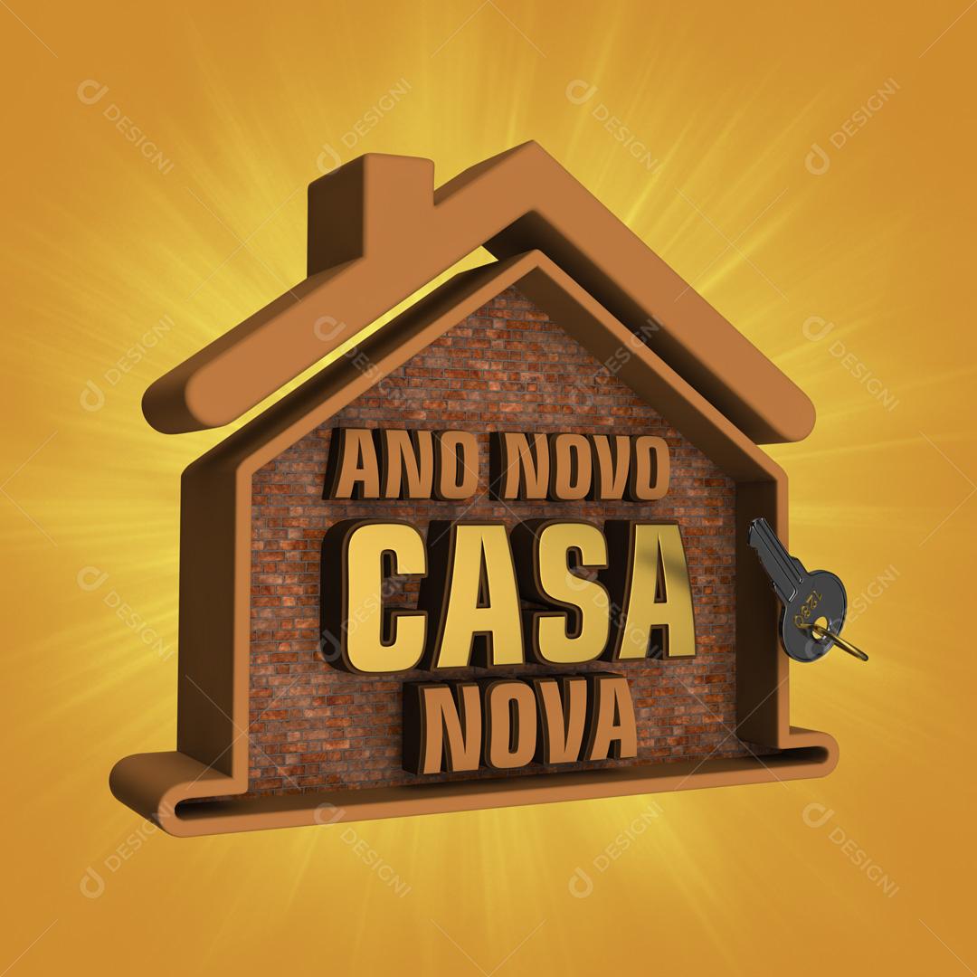 Selo 3D Para Composição Casa Ano Novo Casa Nova Social Media PSD Editável