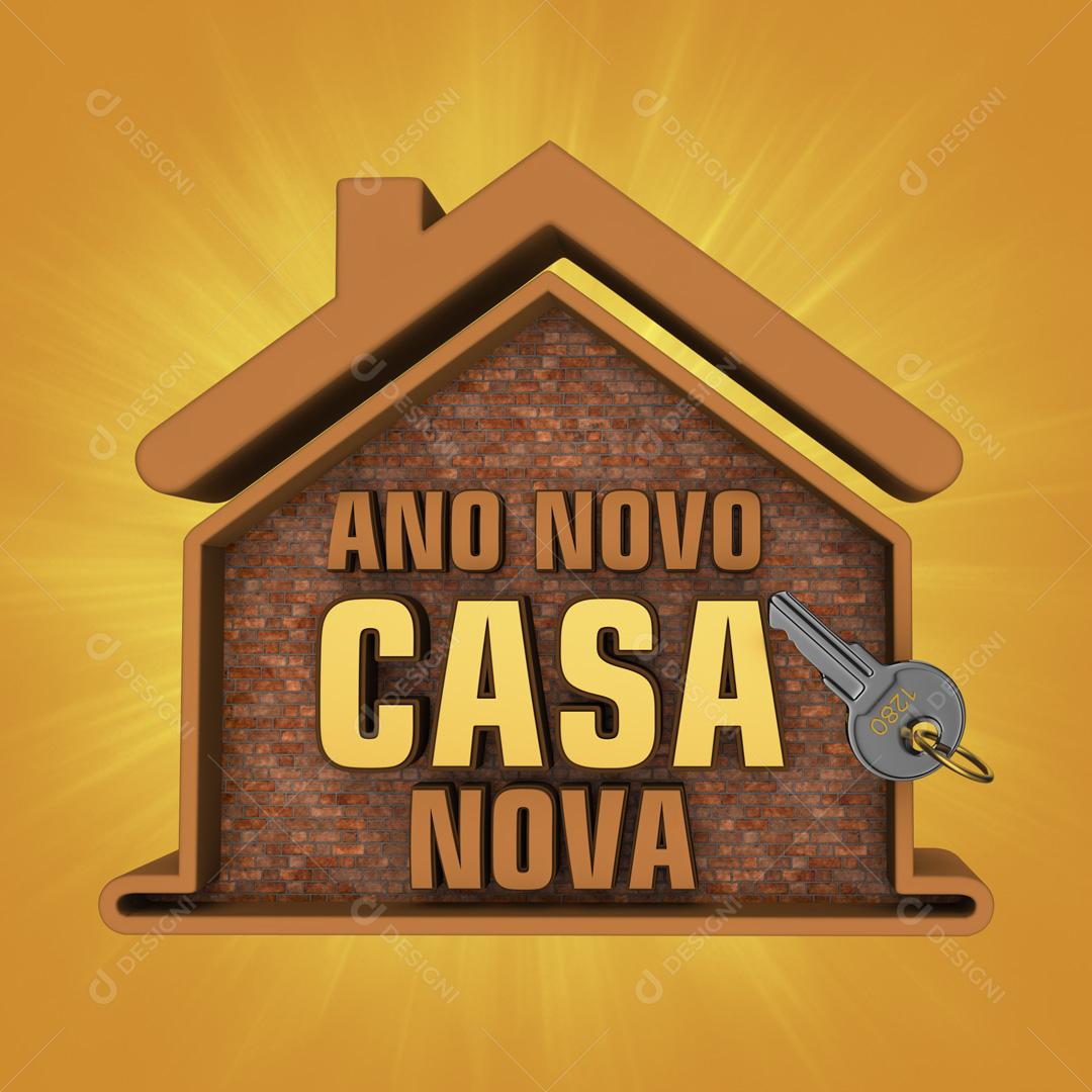 Selo 3D Para Composição Casa Ano Novo Casa Nova Social Media PSD Editável