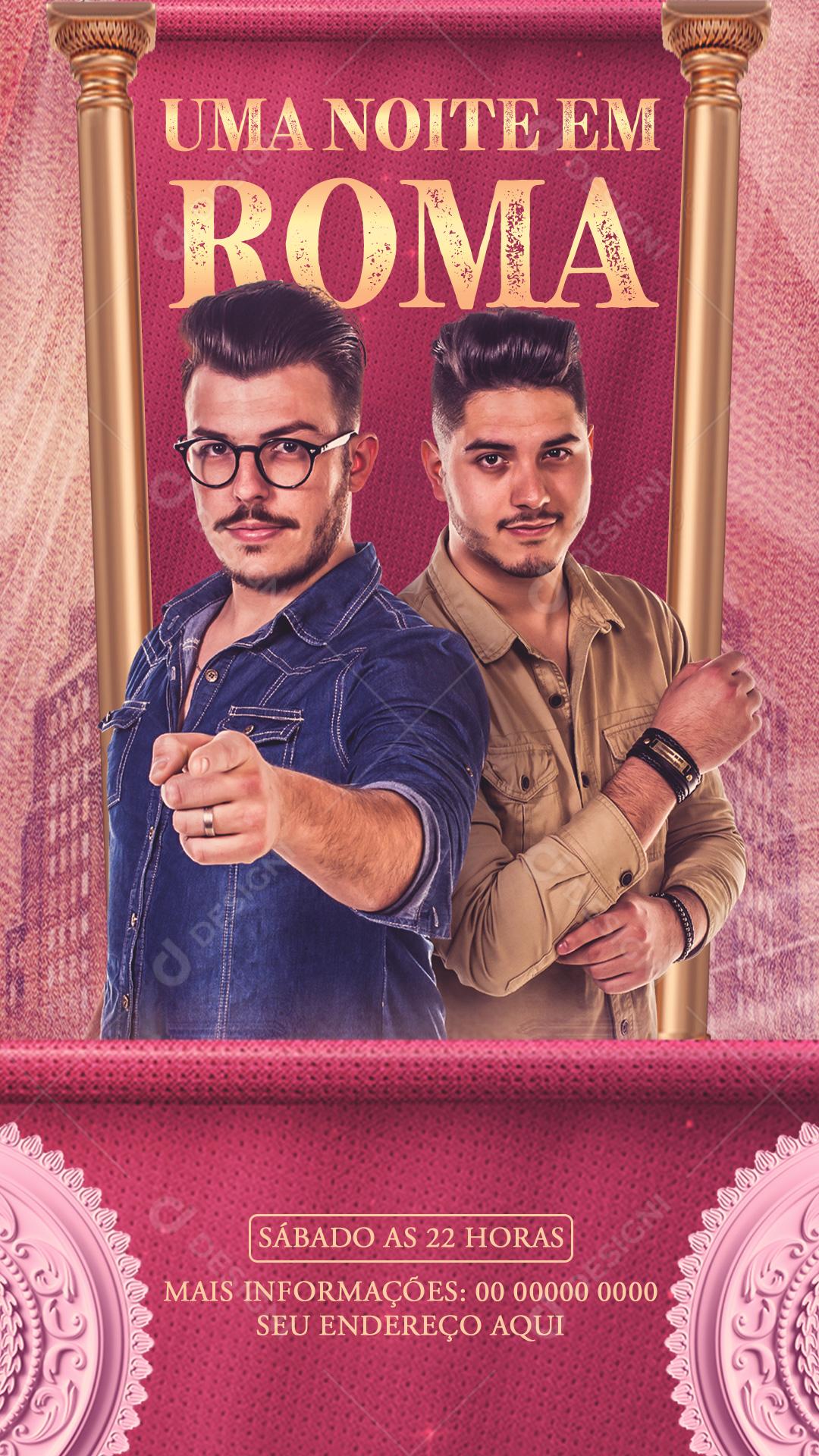 Feed Flayer Uma Noite Em Roma Social Media PSD Editável