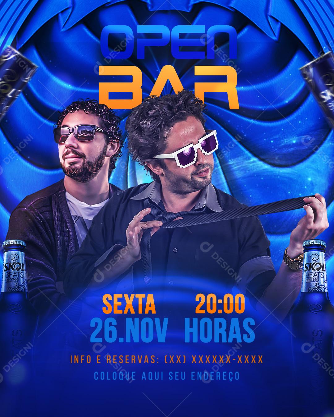 Feed Flayer Open Bar Com Skol Social Media PSD Editável