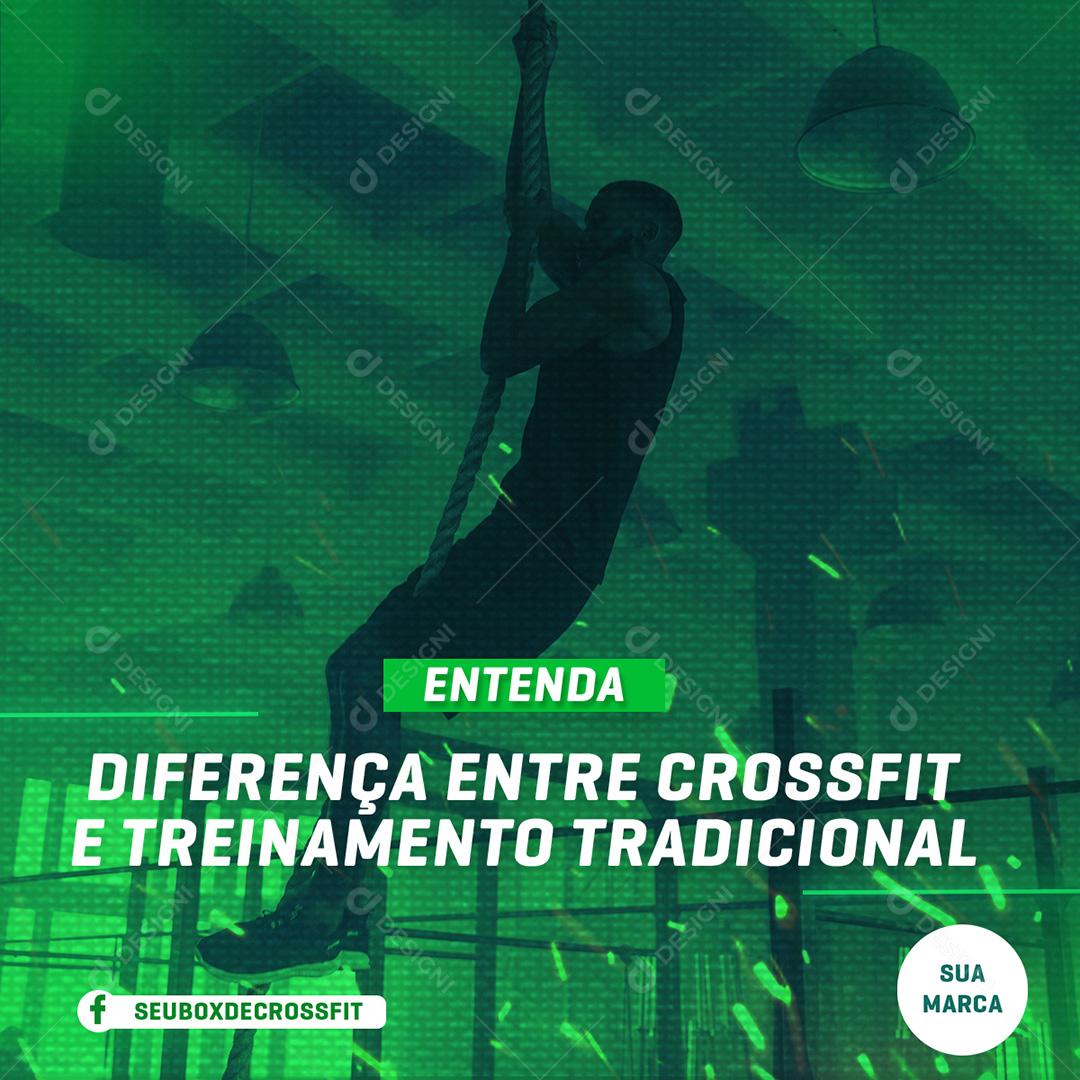 Post Crossfit Diferença Entre Crossfit e Treinamento Tradicional Social Media PSD Editável