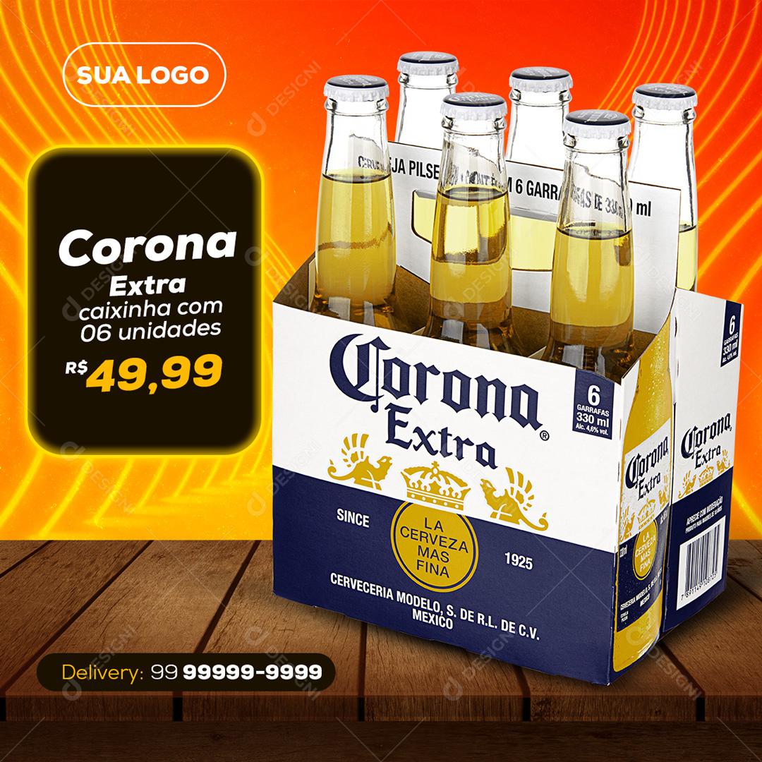 Corona Extra Caixinha Com 6 Unidades Social Media PSD Editável