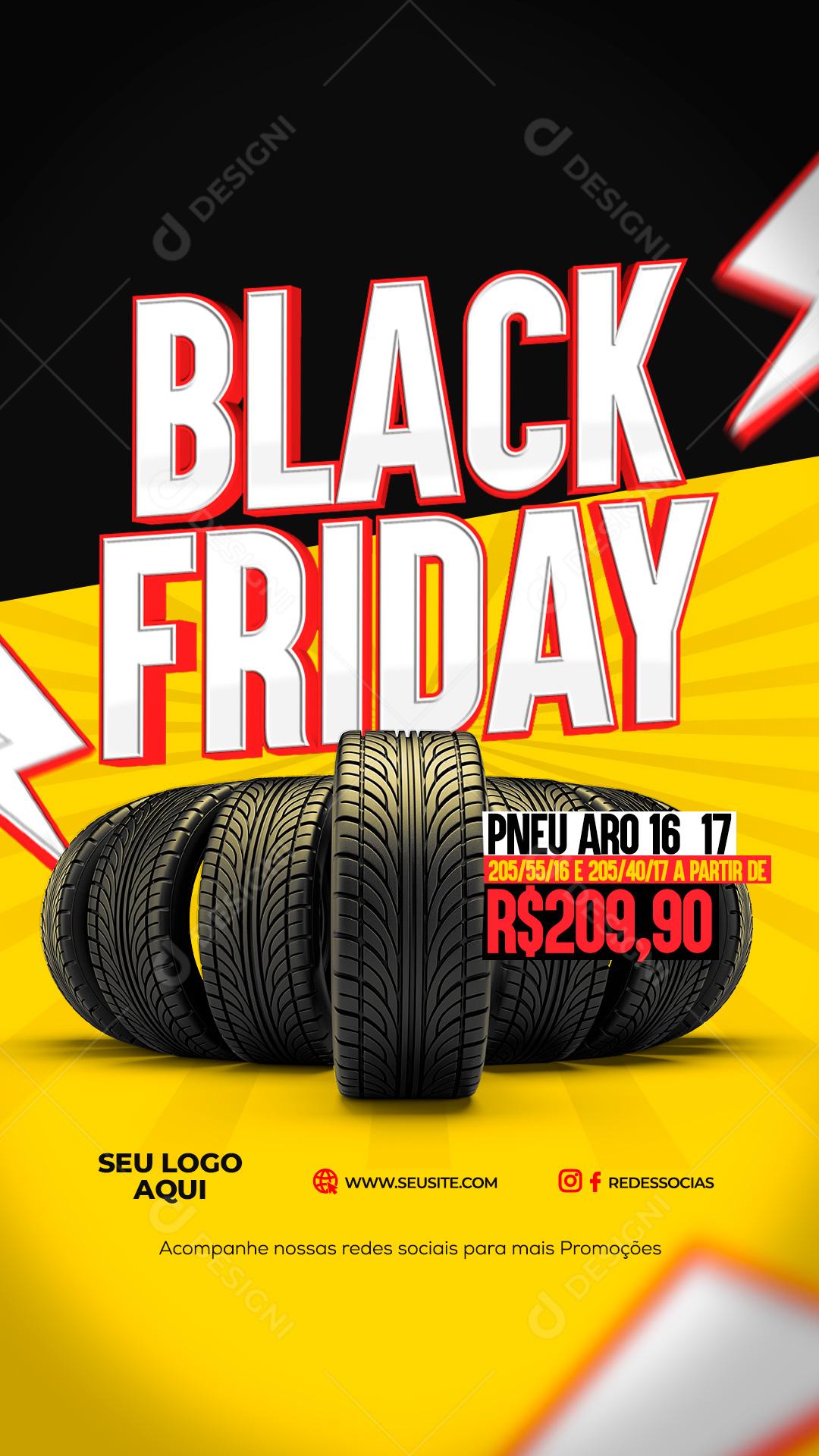 Black Friday Borracharia Pneus Rodas Social Media PSD Editável