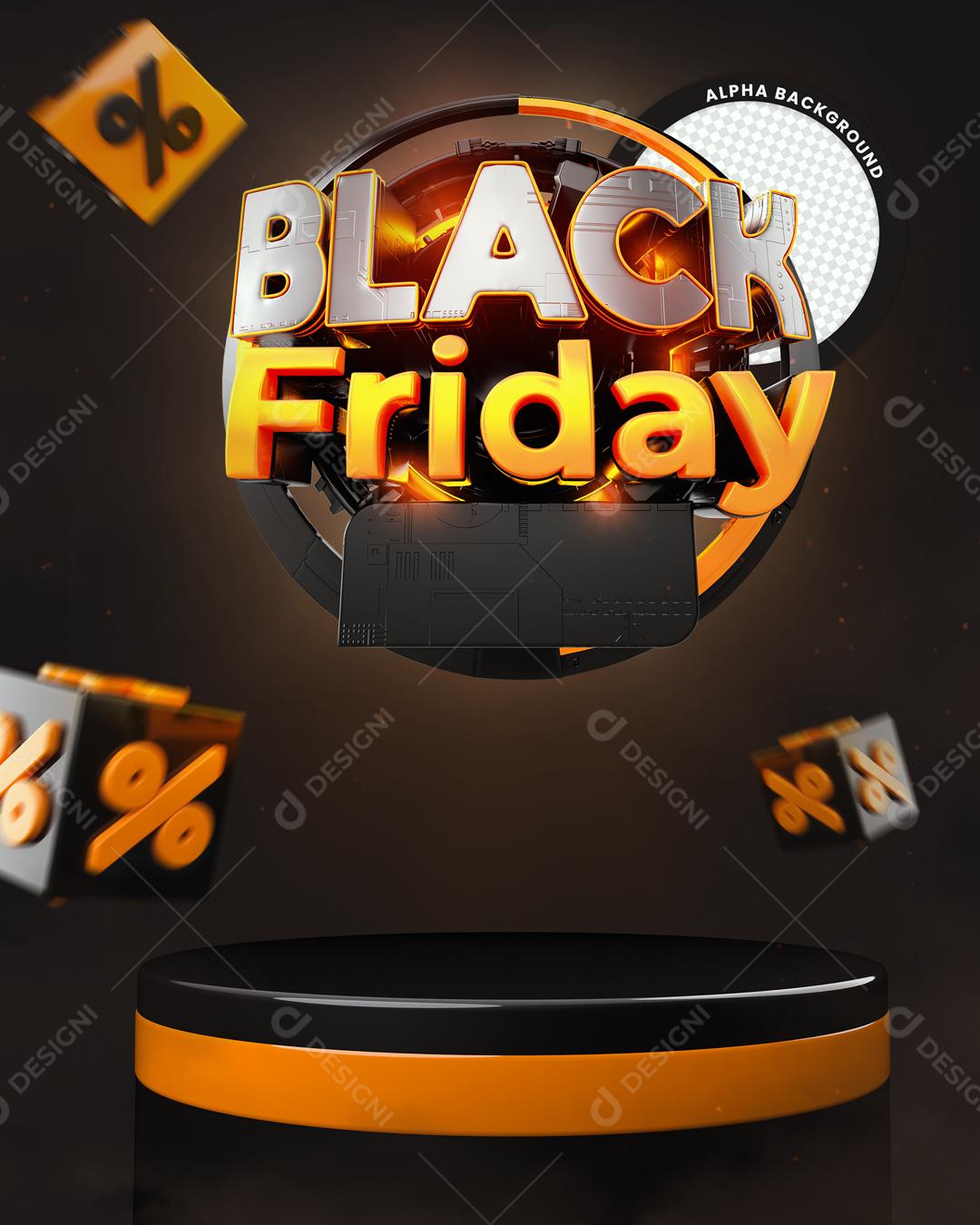 Background Black Friday Selo 3D Para Composição PSD Editável