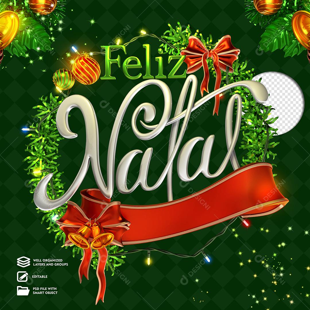 Feliz Natal Selo 3D Para Composição PSD Editável